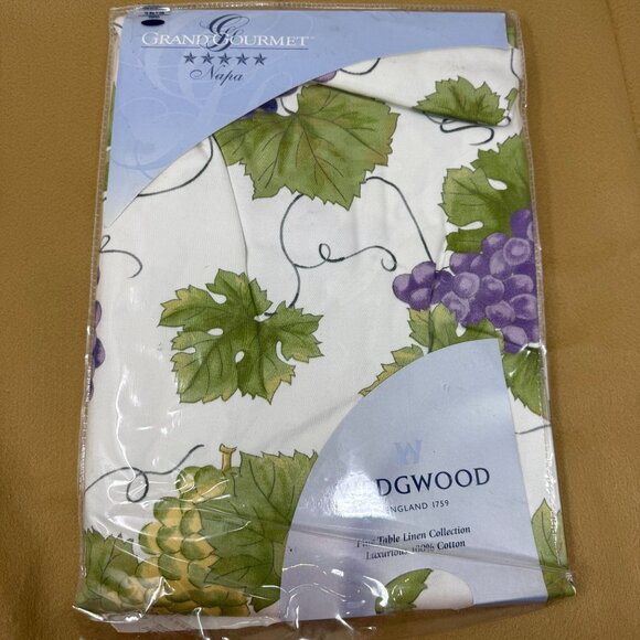Wedgwood Grand Gourmet 60 X 84 Oval Tablecloth Table Linen Napa Grapevine Cotton - Picture 1 of 8